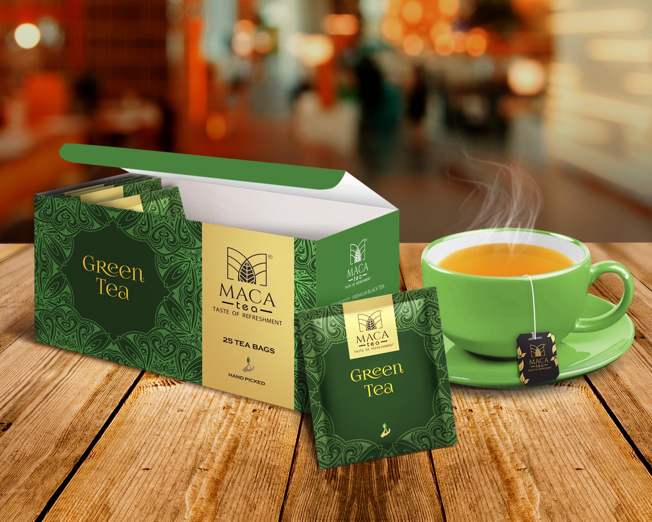 Maca Tea Green Tea Packaging Design